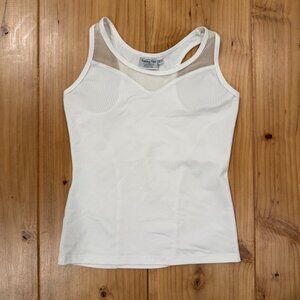 Peachy Tan White Mesh-Panel Tank Top – Size XS